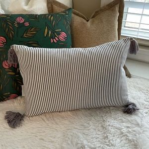 Rae Dunn striped pillow cover. COVER ONLY. Says “Relax” on one side